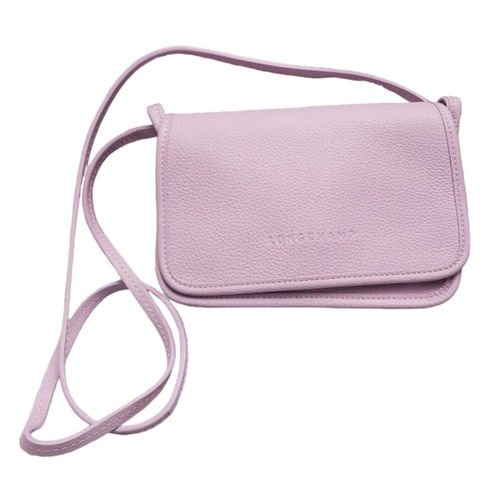 Longchamp Le Foulonne Leather Wallet-On-Strap Crossbody Clutch NEW Lilac
